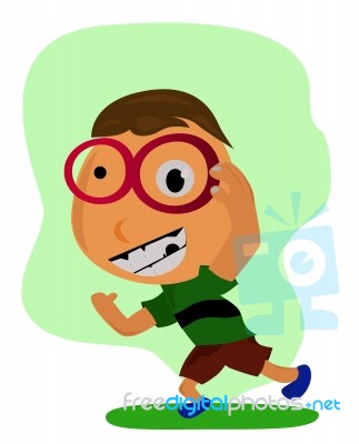 Dancing Cartoon Boy Stock Image