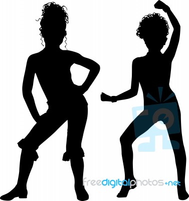 Dancing Fashion Silhouette Friends Stock Image