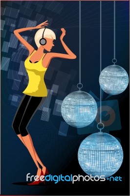 Dancing Girl In Disco Stock Image