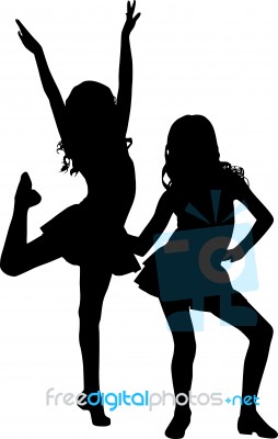 Dancing Silhouette Friends Stock Image
