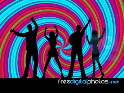 Dancing Silhouette Indicates Disco Music And Dance Stock Image
