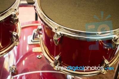 Dark Red Grunge Drum Set Stock Photo