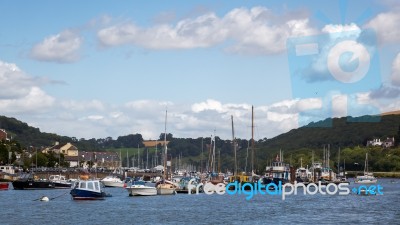 Dartmouth, Devon/uk - July 28 : View Of Various Boats Moored On Stock Photo
