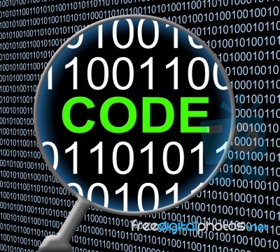 Data Code Represents Monitor Digital And Protected Stock Image