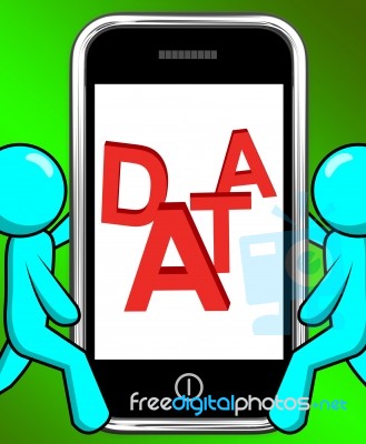 Data On Phone Displays Facts Information Knowledge Stock Image