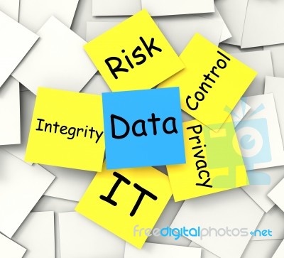 Data Post-it Note Shows Information Privacy And Integrity Stock Image