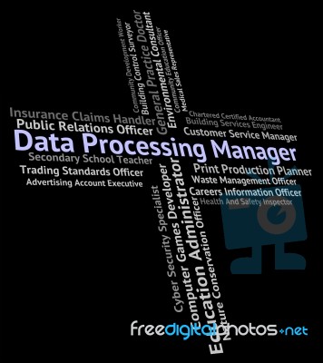 Data Processing Manager Means Hire Work And Occupation Stock Image