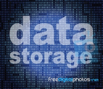 Data Storage Means Hard Drive And Bytes Stock Image