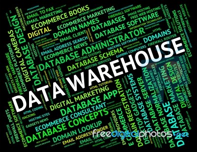Data Warehouse Indicating Store Stockroom And Fact Stock Image