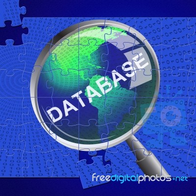 Database Magnifier Represents Search Magnify And Databases Stock Image