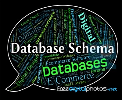 Database Schema Indicates Schematics Words And Word Stock Image