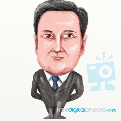 David Cameron British Prime Minister Cartoon Stock Image