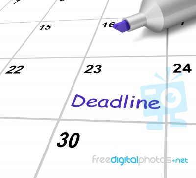 Deadline Calendar Means Target And Due Date Stock Image