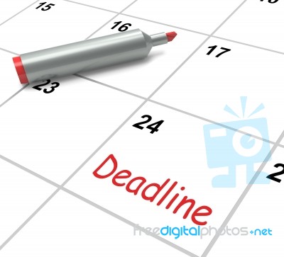Deadline Calendar Shows Due Date And Cutoff Stock Image