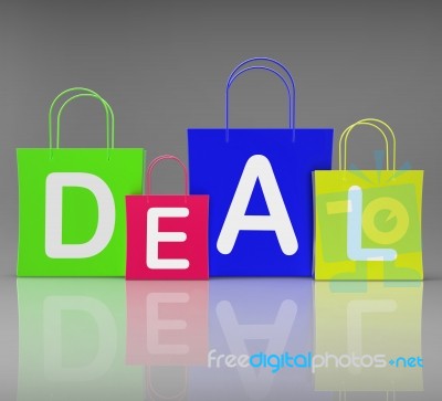 Deal Bags Show Retail Shopping And Buying Stock Image