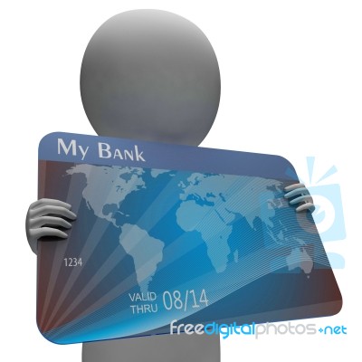 Debit Card Indicates Credit Cards And Bankrupt 3d Rendering Stock Image