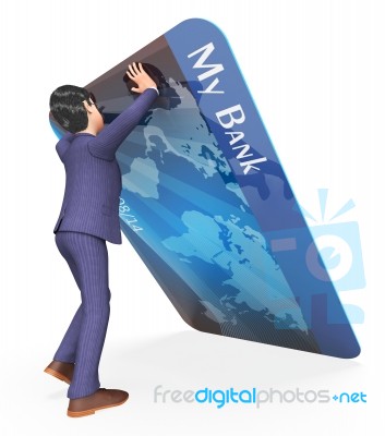 Debit Card Means Credit Cards And Banking 3d Rendering Stock Image