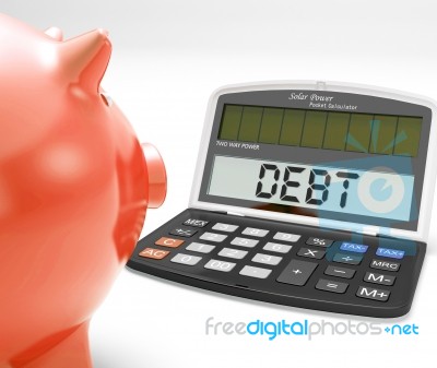 Debt Calculator Shows Credit Arrears Or Liability Stock Image