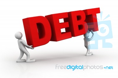 Debt Concept, 3d Business People  Carrying Word Debt Stock Image