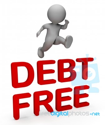 Debt Free Indicates Financial Obligation And Bankrupt 3d Renderi… Stock Image