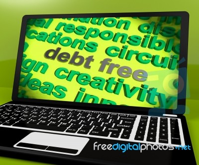 Debt Free Screen Shows Good Credit Or No Debt Stock Image