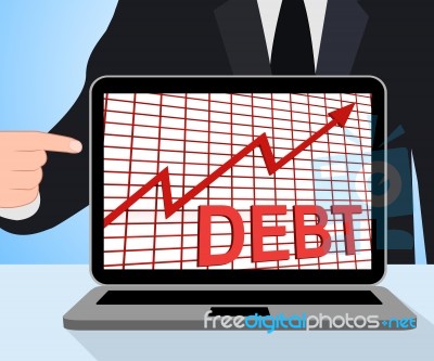 Debt Graph Chart Displays Increasing Financial Indebted Stock Image