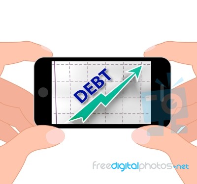 Debt Graph Displays Money Due And Liabilities Stock Image