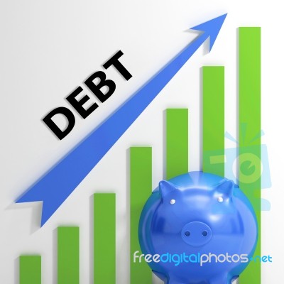 Debt Graph Shows Bills Deficit And Borrowing Stock Image