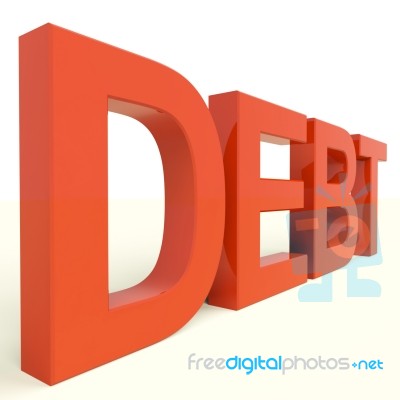 Debt Word In Red Stock Image