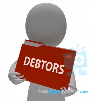 Debtors Folder Shows Organization Files 3d Rendering Stock Image