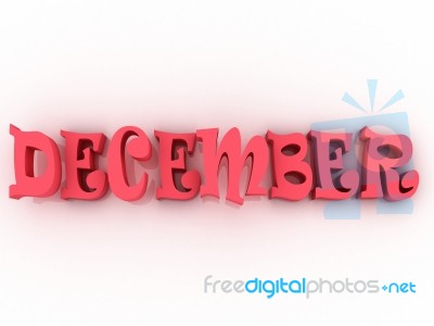 December Sign With Colour. 3d Paper Illustration Stock Image