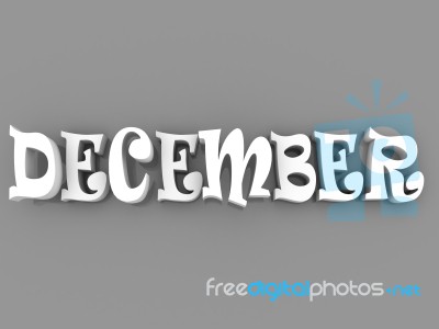 December Sign With Colour Black And White. 3d Paper Illustration… Stock Image
