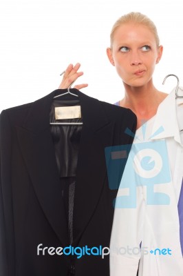 Deciding What To Wear Stock Photo