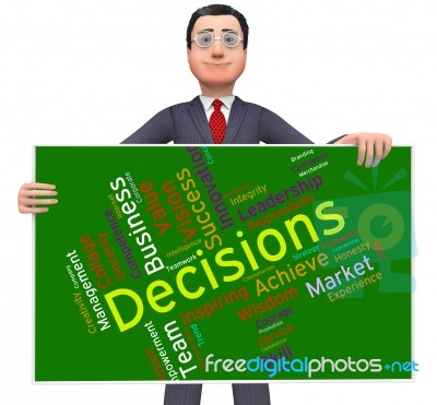 Decision Words Indicates Decided Wordcloud And Text Stock Image