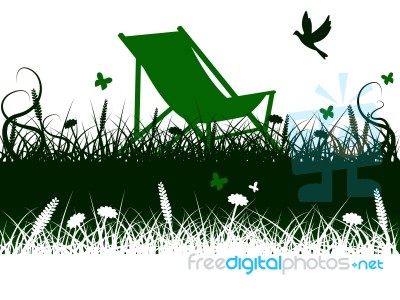 Deck Chair Means Summer Time And Backyard Stock Image