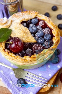 Decorated Homemade Shortcrust Pastry Berry Pie Stock Photo