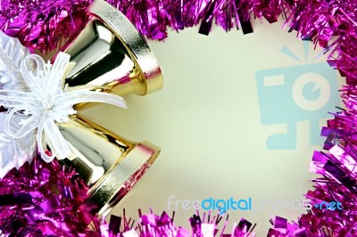 Decorations Pink Ribbon For Christmas And New Year Stock Photo