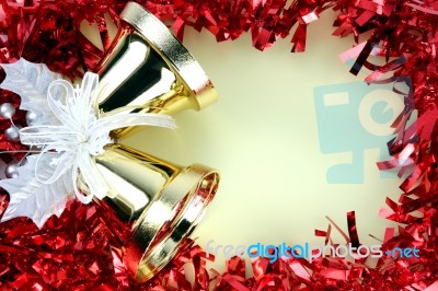 Decorations Red Ribbon For Christmas And New Year Stock Photo