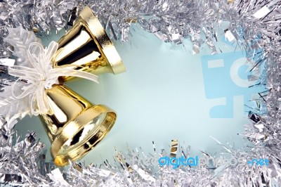 Decorations Silver Ribbon For Christmas And New Year Stock Photo