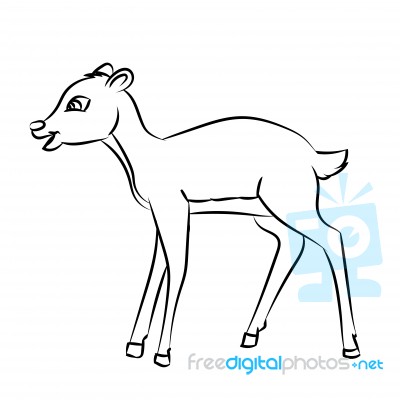 Deer Rat Cartoon - Line Drawn Stock Image