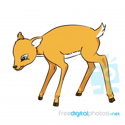 Deer Rat Cartoon - Line Drawn  Stock Image