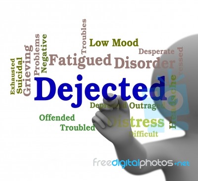 Dejected Word Represents Desolate Downhearted 3d Rendering Stock Image