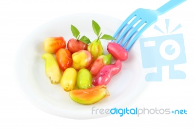 Deletable Imitation Fruits Dessert Stock Photo