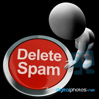 Delete Spam Button Showing Removing Unwanted Junk Email Stock Image