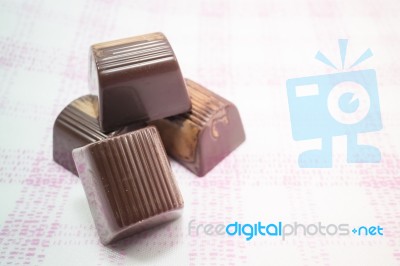 Delicious Chocolate Candy On The Table Stock Photo