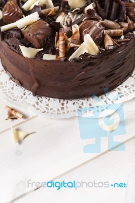 Delicious Triple Chocolate Cake Stock Photo