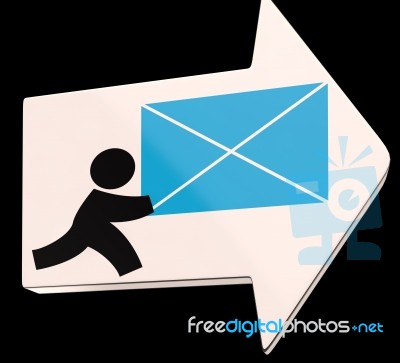 Delivering Mail Arrow Shows Express Delivery Stock Image