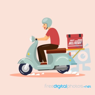 Delivery Boy Ride Scooter Stock Image