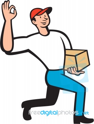 Delivery Worker Deliver Package Cartoon Stock Image