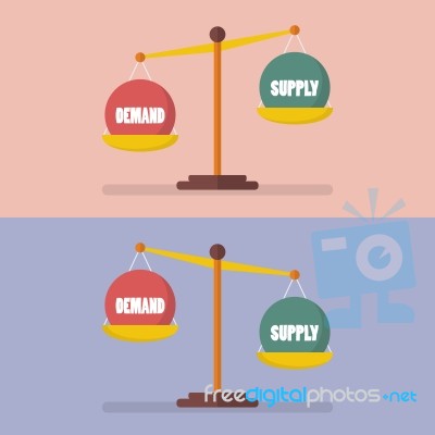 Demand And Supply Balance On The Scale Stock Image